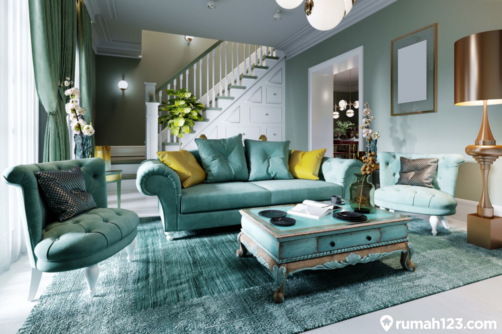 8 Inspirasi Ruangan Dengan Warna Tosca Yang Hadirkan Keceriaan Di Rumah Rumah123com